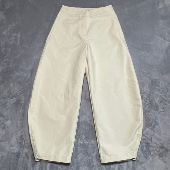Amomento Curved Leg Pants Womens 0 Cream Barrel Modern Luxury Sculptural
